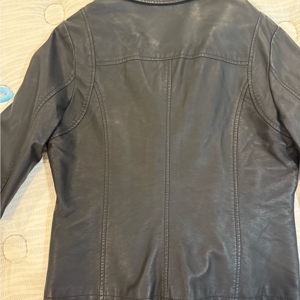 Max Studio Charcoal Leather Jacket - Picture 6 of 6